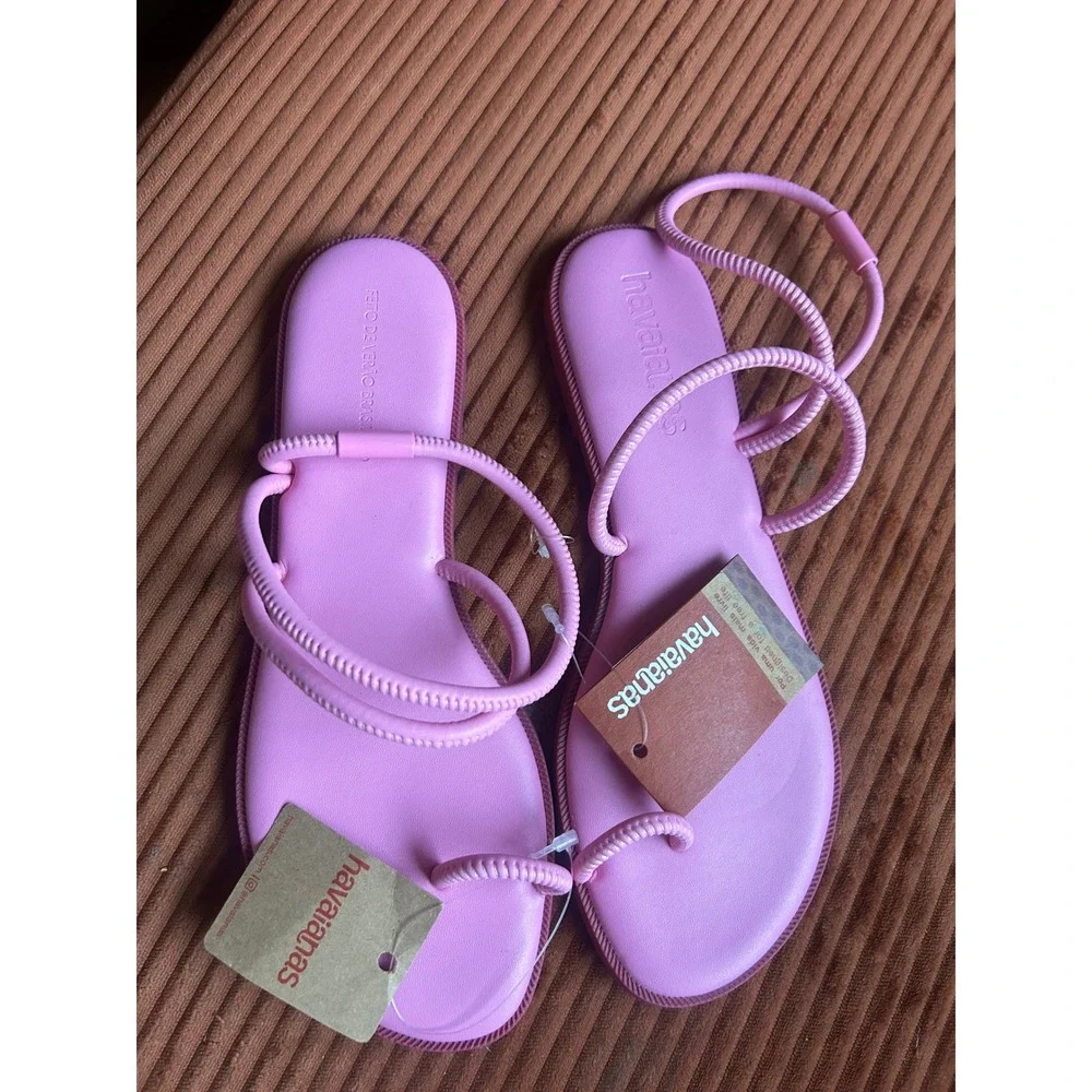 Havaianas You Twist Lilac Purple Ankle Wrap Flat Toe Loop Sandals NEW